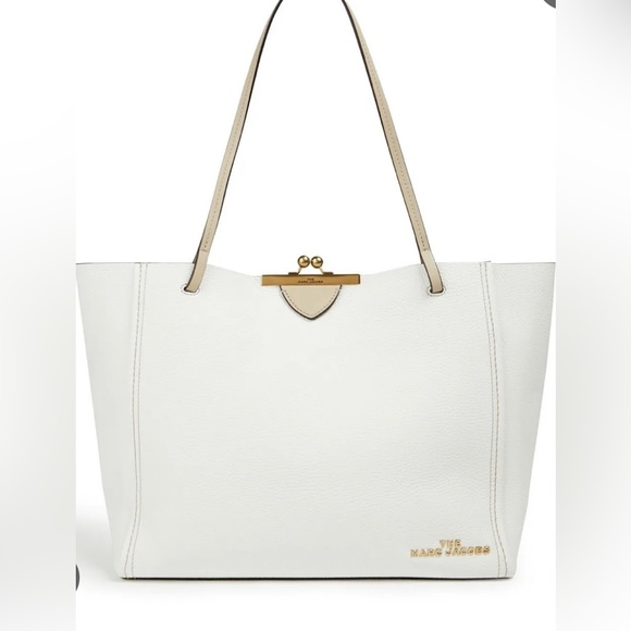 NWT Marc Jacobs The Kisslock LARGE Leather Tote M0016475-164 Cotton Multi - Picture 1 of 6